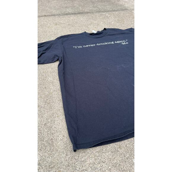 Unisex Black Graphic Print Never Drinking Again Short Sleeve Tee Shirt Size XL - Picture 2 of 5